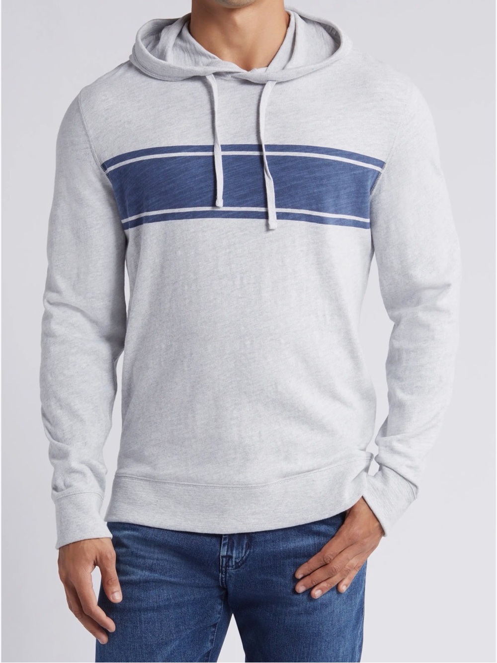 Faherty Gray Hooded Long-Sleeve Shirt 100% Organic Cotton